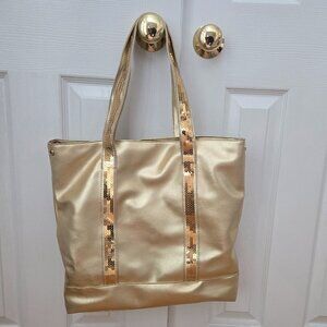 Gold tote bag with sequin detailing